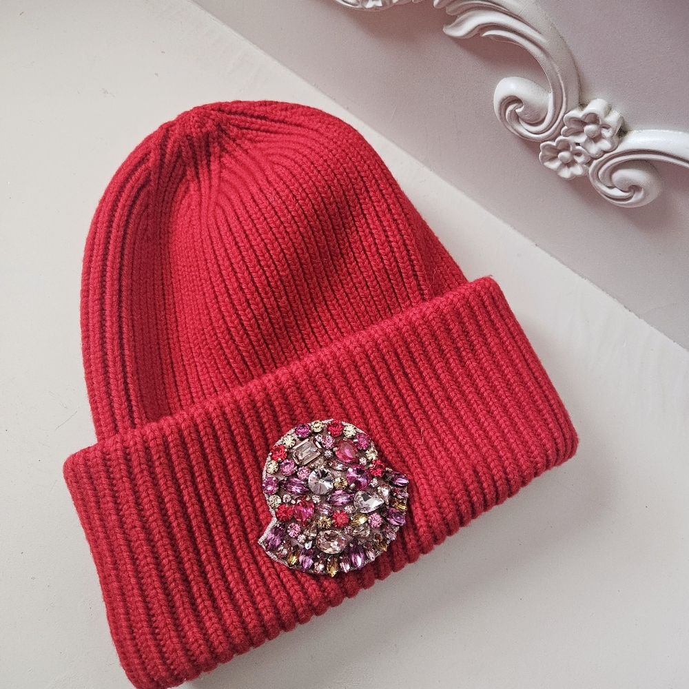 Moncler wool beanie with sparkly Crystal gems On LOGO
